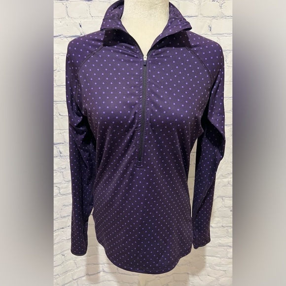 Nike Pro Dri-Fit Half-Zip Running Top Purple Polka Dot Size Large - Picture 1 of 8